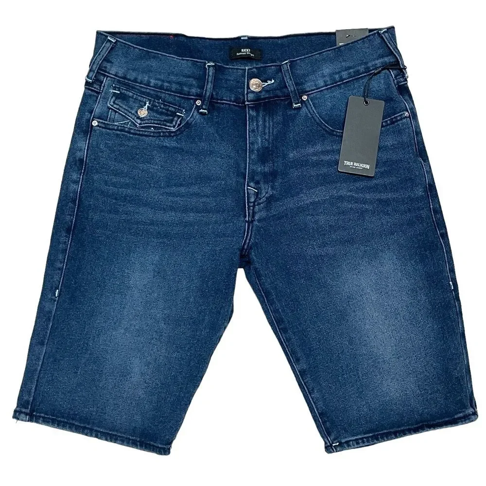 New True Religion‎ Ricky Flap Relaxed Straight Men's Jean Denim Shorts Waist 33